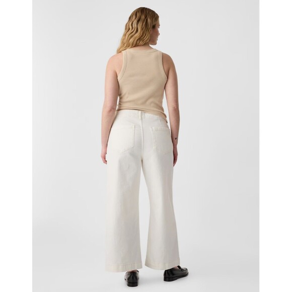 New Gap High Rise Wide Leg Utility Cropped Jeans Vintage White Size 16 Ecru NWT - Picture 6 of 14